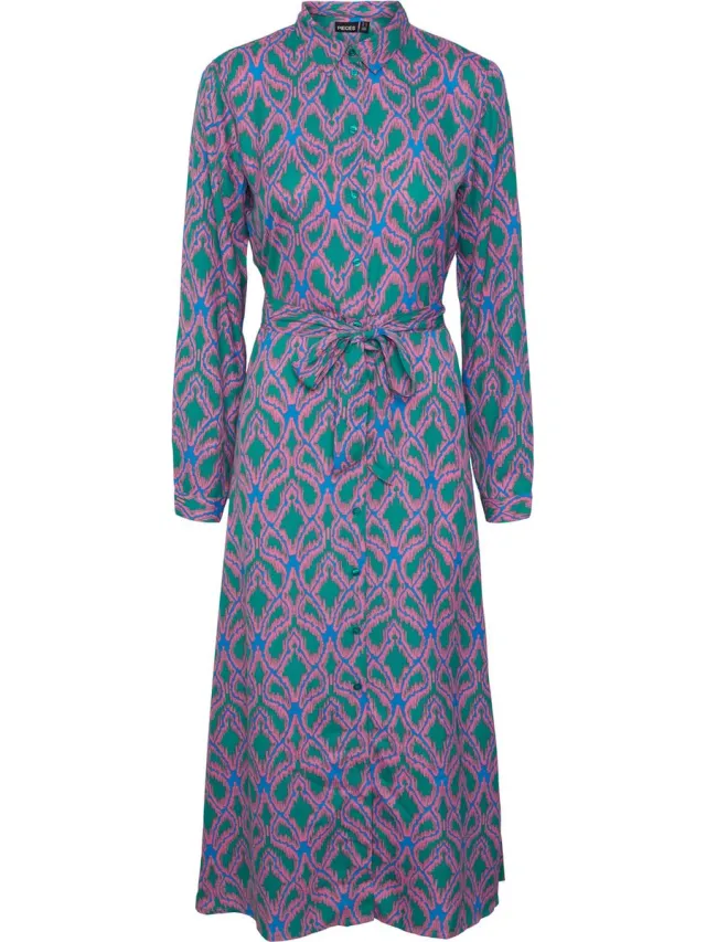 Pieces Maat XS PCASHLEY LS MIDI SHIRT DRESS D2D Dames Pepper Green