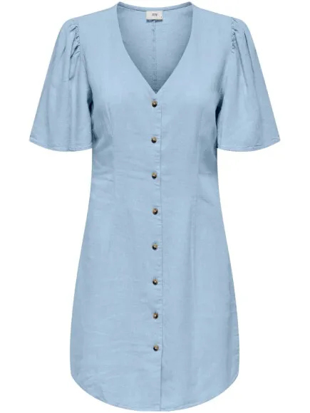 Jacqueline De Yong Say s/s linen shirt dress veelkleurig