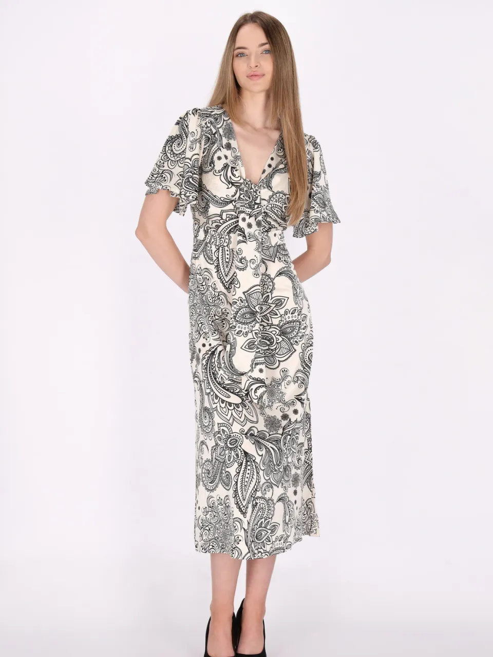 dreimaster Jurk Dames wit zwart Wit/Zwart
