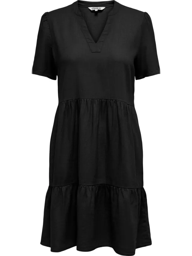 Only Jurk ONLTIRI-GOA Linnen Korte jurk Black