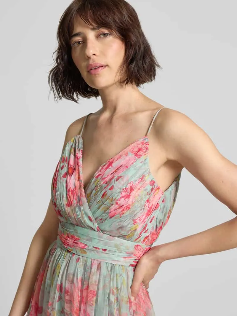Lace & Beads cocktailjurk van mesh met tailleband lichtblauw, foto 4