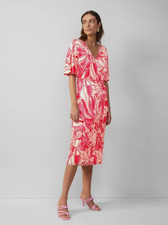S.Oliver female - Satijnen jurk met wikkellook en V-hals roze