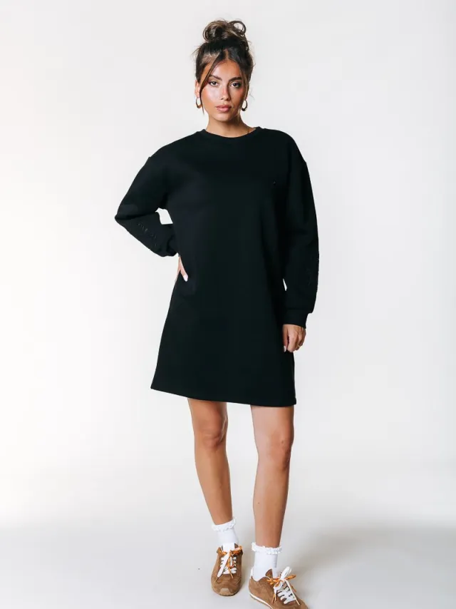 Colourful Rebel CR Embro Sleeve Sweat Dress - Dames - Jurken Black