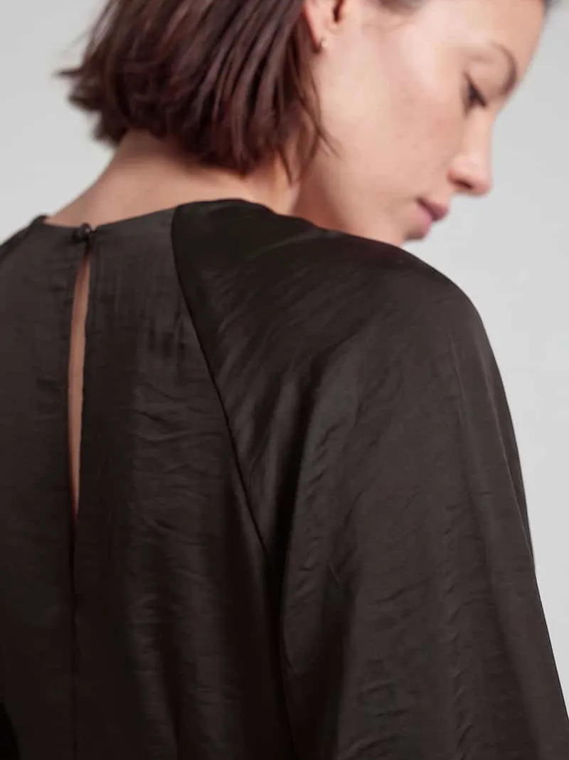 Vero Moda A-lijn vrijetijdsjurk met ronde hals model 'VMMIRO' chocoladebruin gemêleerd, foto 5