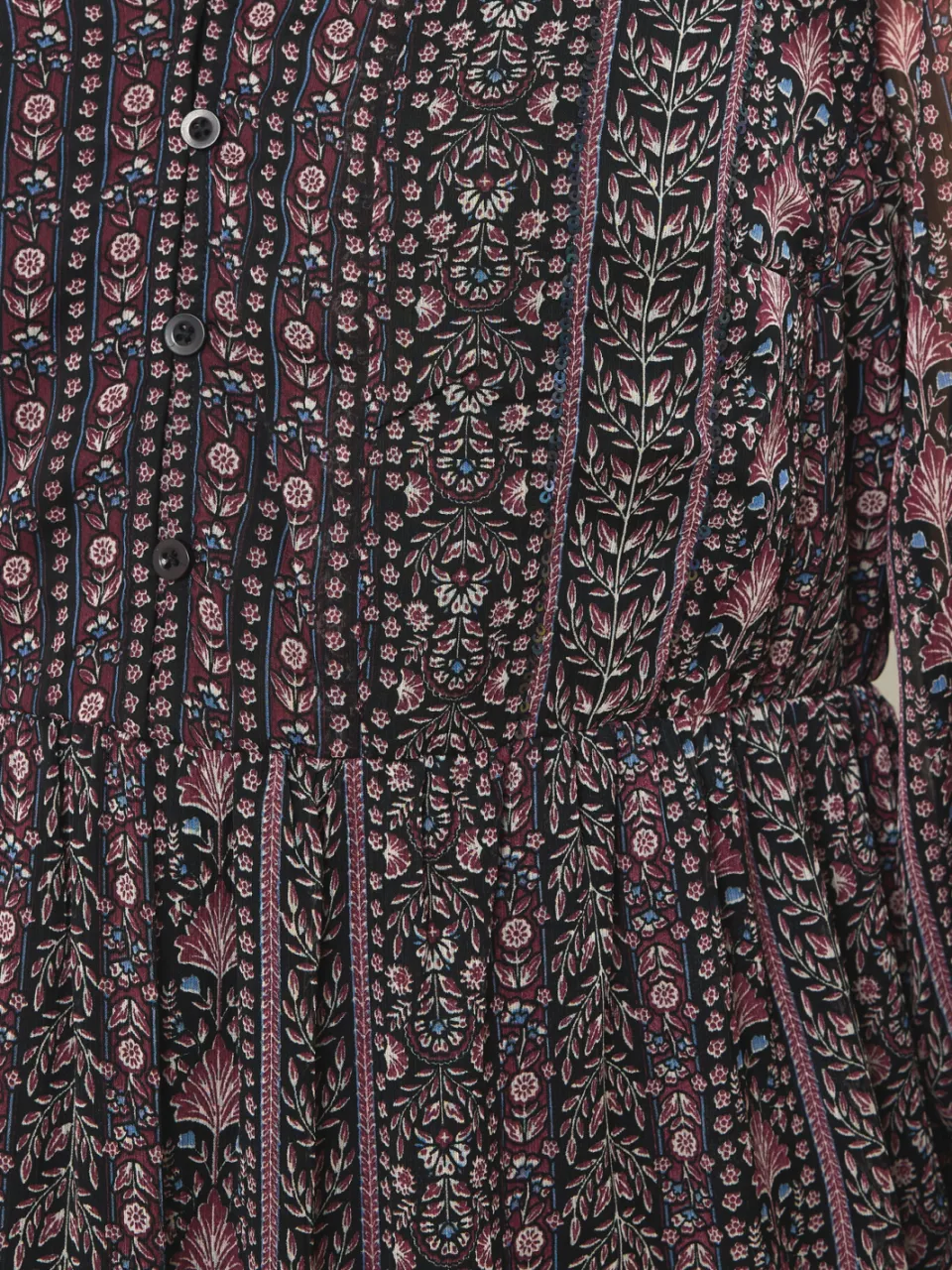 Yours Paarse Bloemen Paisley Smock Minijurk-52, foto 4