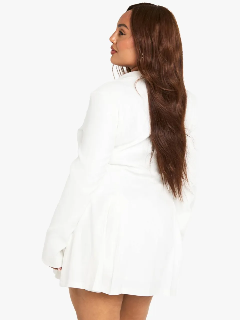 boohoo Dames Plus Op Maat Gemaakte Blazerjurk met Haak-en-Oog Detail en Getailleerde Taille wit, foto 2