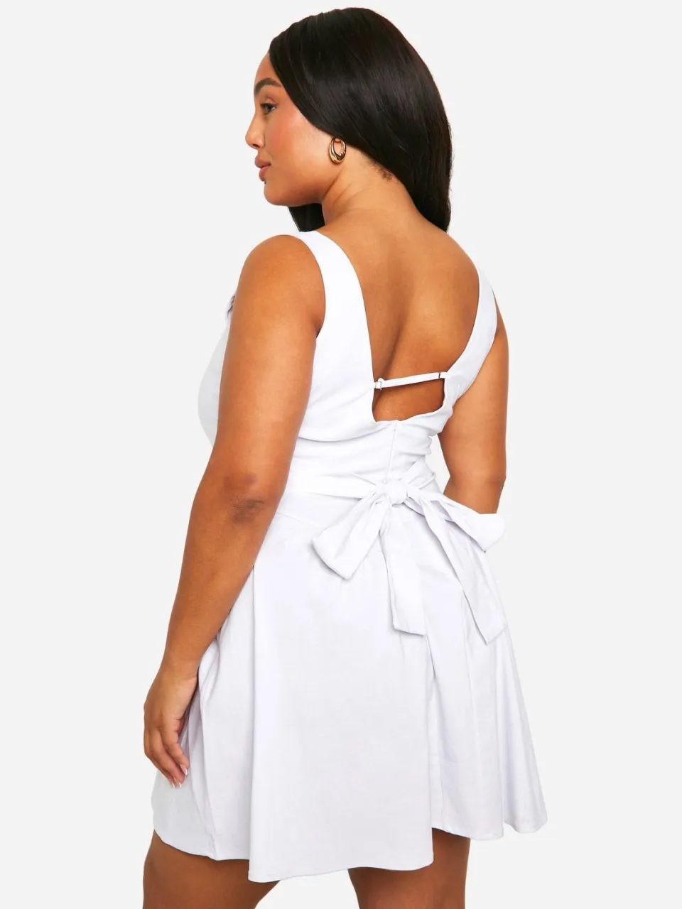 boohoo Dames Plus Bengaline Melkmeisje Mini Jurk wit, foto 2