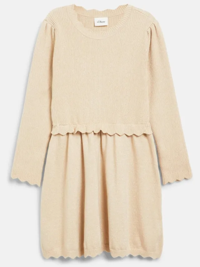 S.Oliver female - Korte jurk met glittergaren lichtbeige