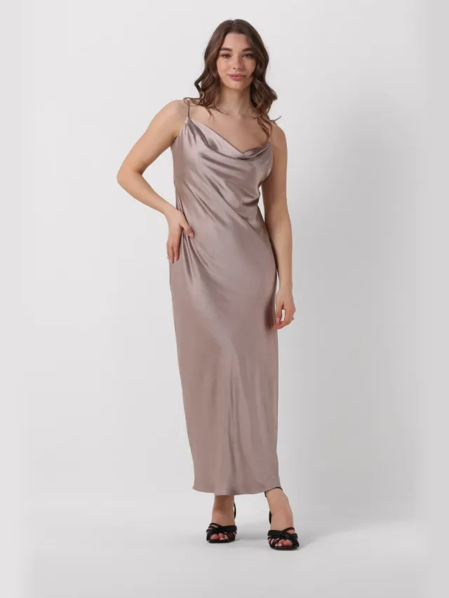 Notre-V Dames Jurken Satin Strap Dress - Taupe