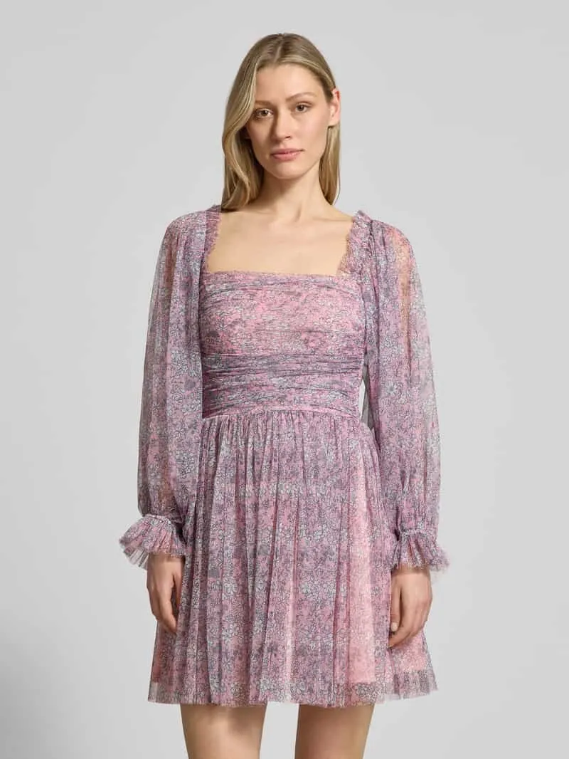 Lace & Beads cocktailjurk met vierkante hals roze, foto 4