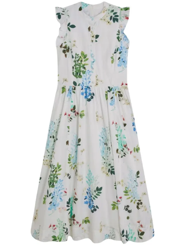 Ted Baker Giolia Katoenen Mouwloze Witte Midi-jurk Met Print, foto 2