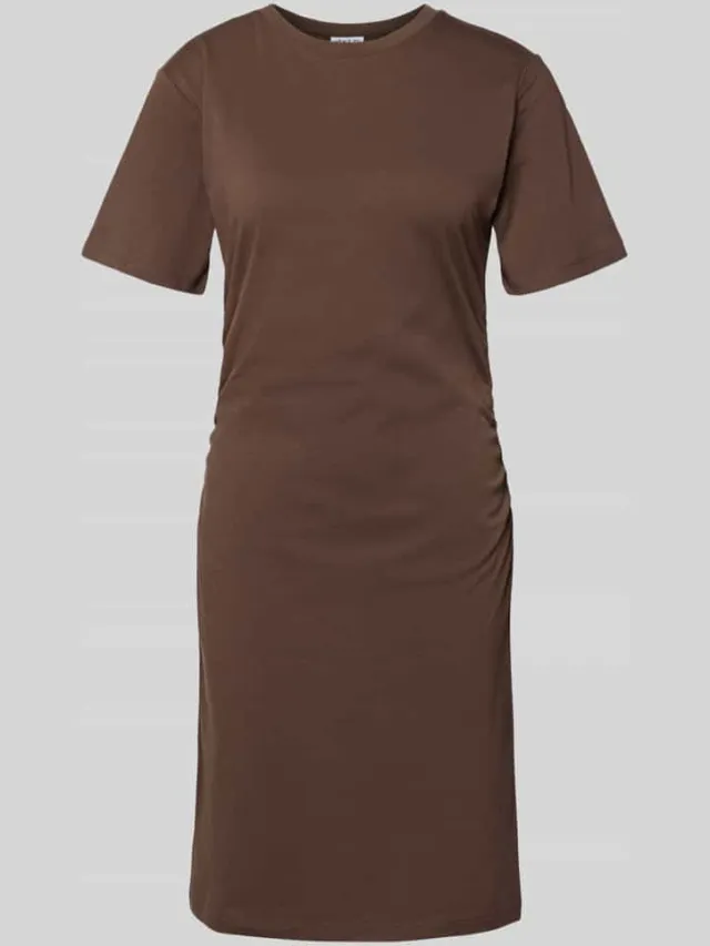 Jake*s Casual Knielange t-shirtjurk met ronde hals donkerbruin, foto 2