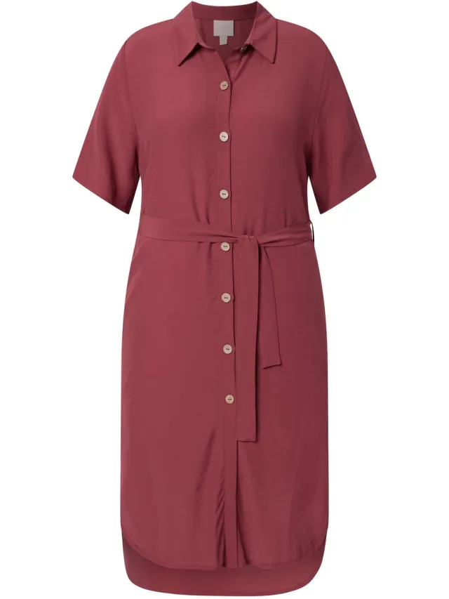 Ulla Popken Dames - Midi-jurken - Roodbruin - Maat 50+
