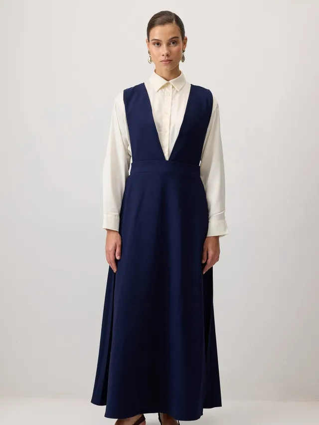 TOUCHÉ PRIVÉ Crepe jurk met plooien - Marine - Dames