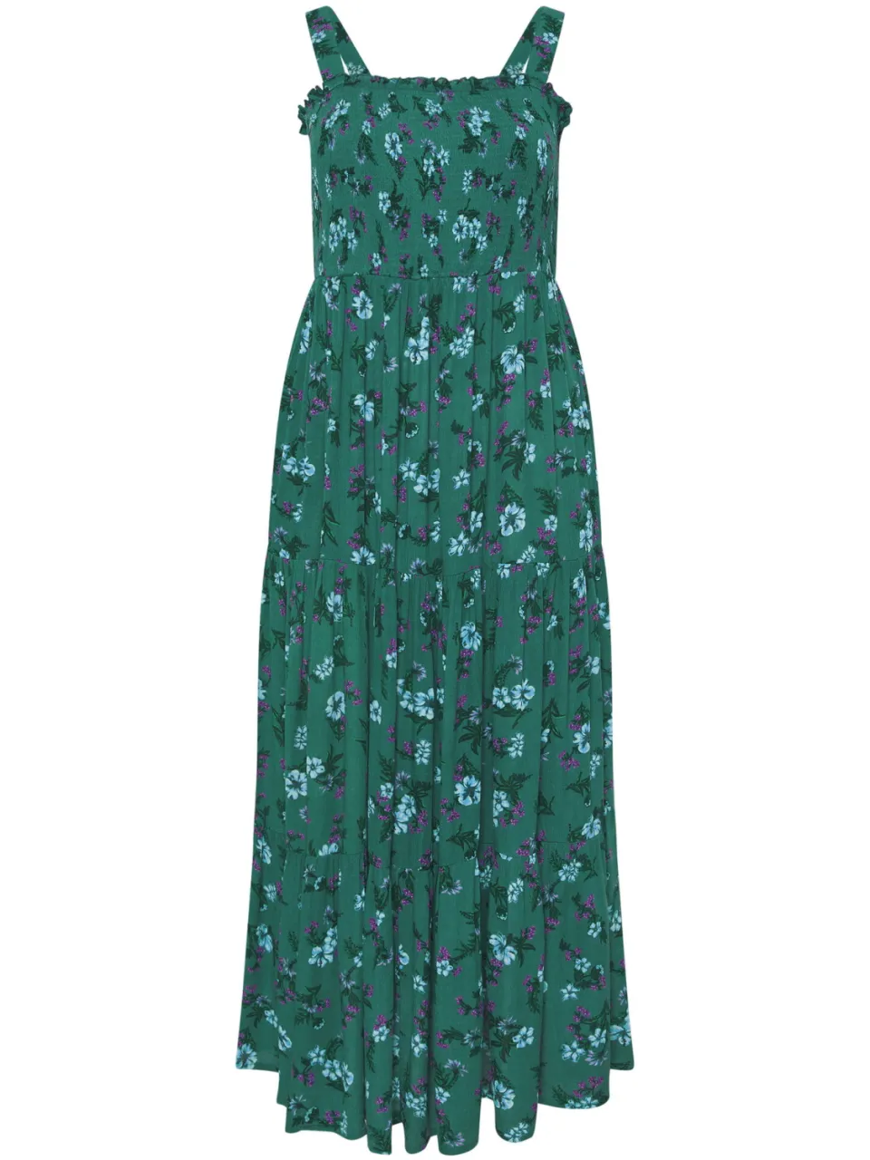Yours Groene Gesmokte Jurk Met Bloemenprint-56, foto 4