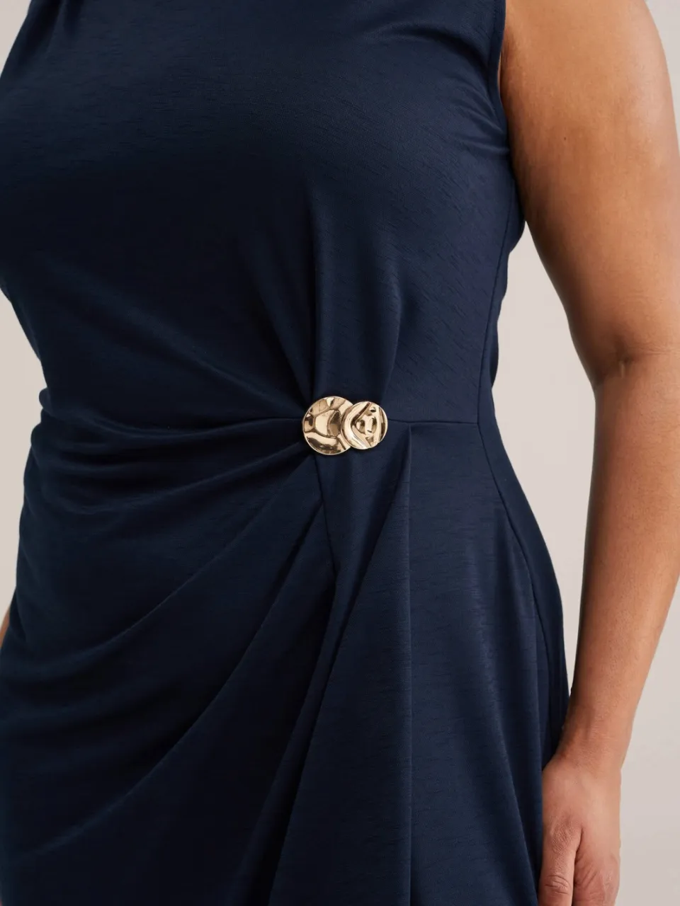 WE Fashion Curve midi jurk Plus Size - donkerblauw, foto 4