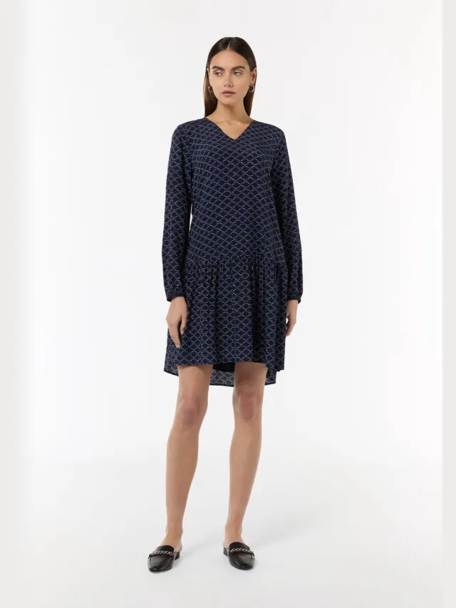 Comma female - Mini-jurk van viscose diepblauw