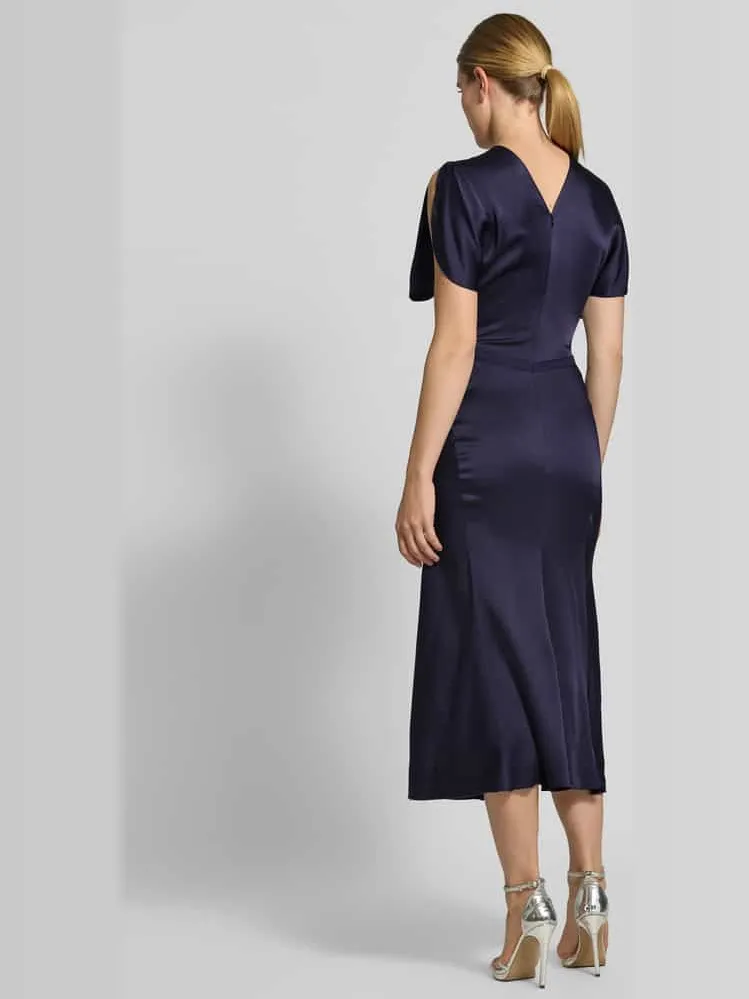Victoria Beckham Midi-jurk met viscose Donkerblauw