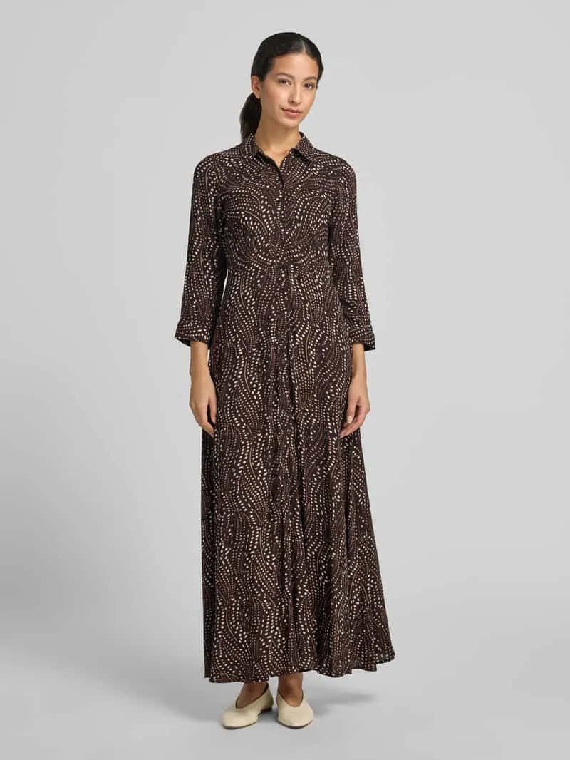 Yas Hemdbloesjurk van viscose model 'SAVANNA' Donkerbruin