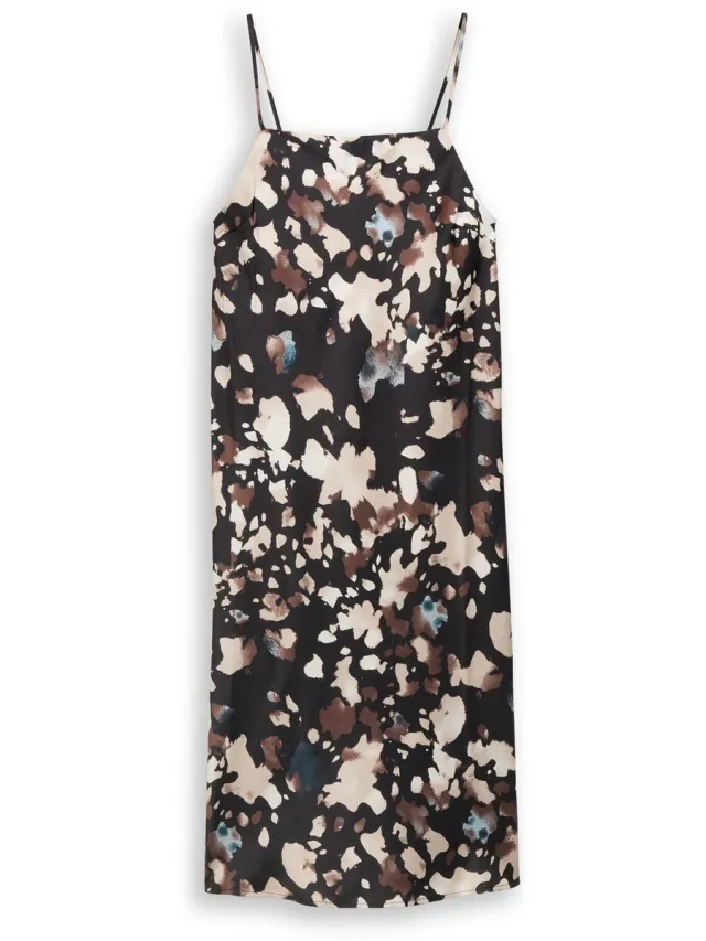 Tom Tailor Denim - Satijnen midi-jurk met patroon - abstract print