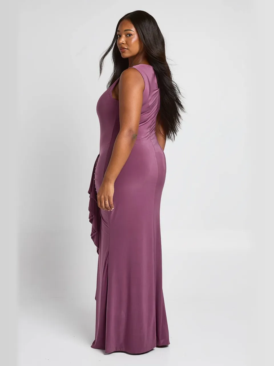 boohoo Dames Plus Zachte Touch Ruches Detail Maxi Jurk mauve, foto 2