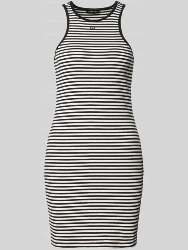 Anine Bing slim fit jurk in brei-look oranje, foto 2