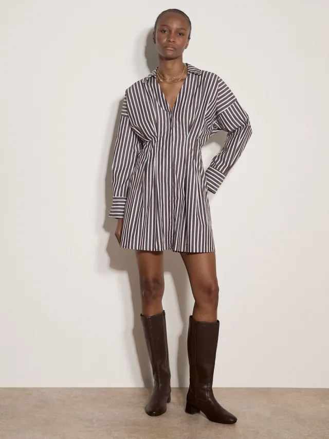 Apricot Gestreepte katoenen mini-jurk Bruin