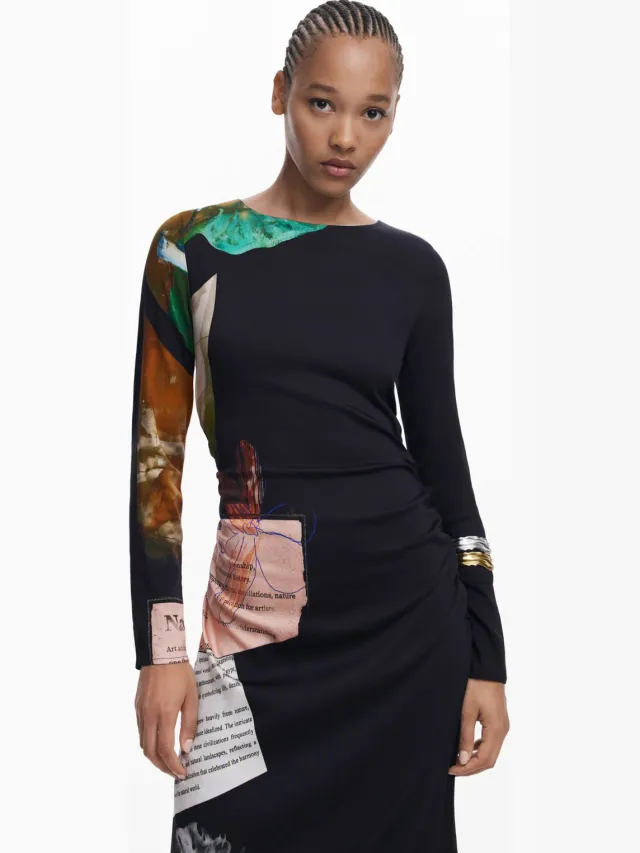 Desigual midi jurk zwart, foto 4