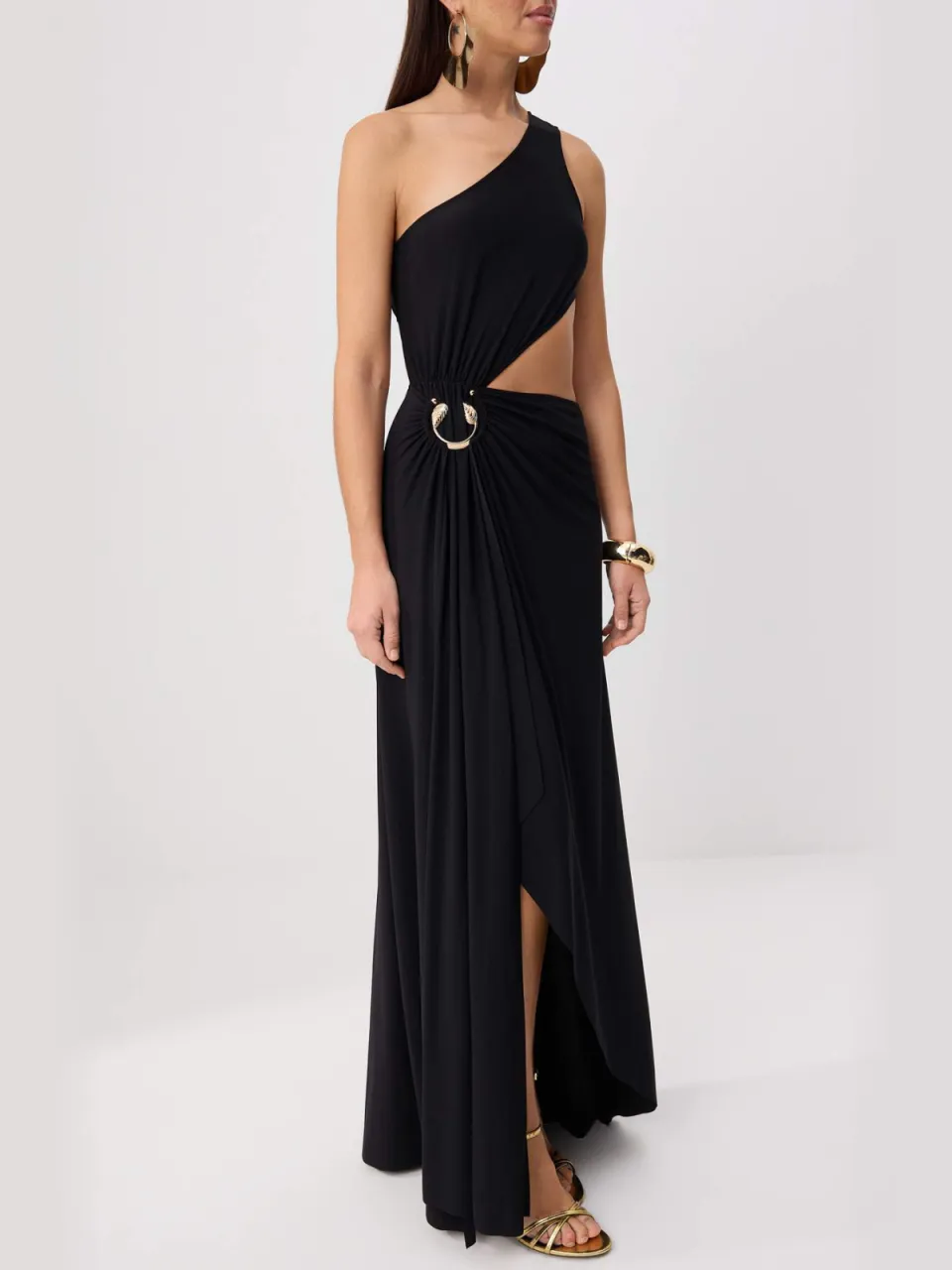 Trendyol TRENDYOLMİLLA Dames Zwart Effen Maxi Mouwloos Asymmetrisch Avond & Gala Jurk, foto 2