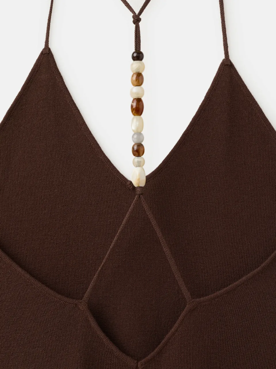 Mango maxi jurk met kraaltjes en linnen - bruin, foto 7