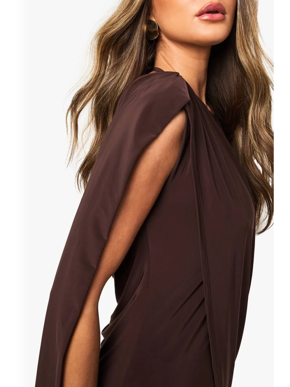 boohoo Dames Drape Open Back Mini Jurk chocoladebruin, foto 3