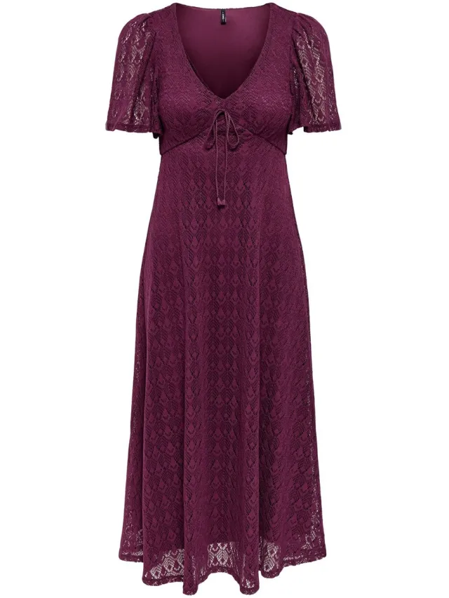 Only ONLDANIELLA S/S V-NECK LONG DRESS CSJRS - Dames - Maxi jurken mauve wine