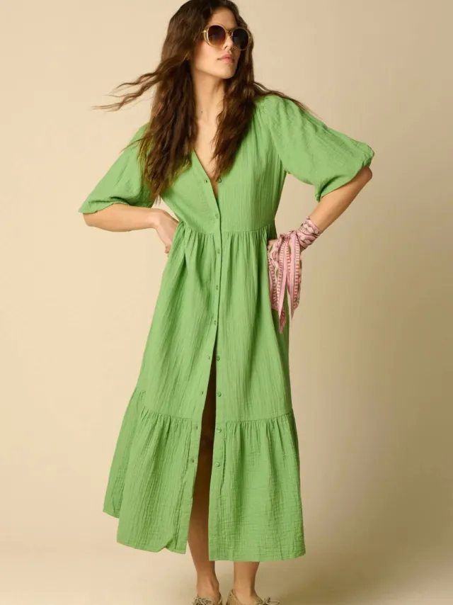 Sissy-Boy katoenen midijurk - groen