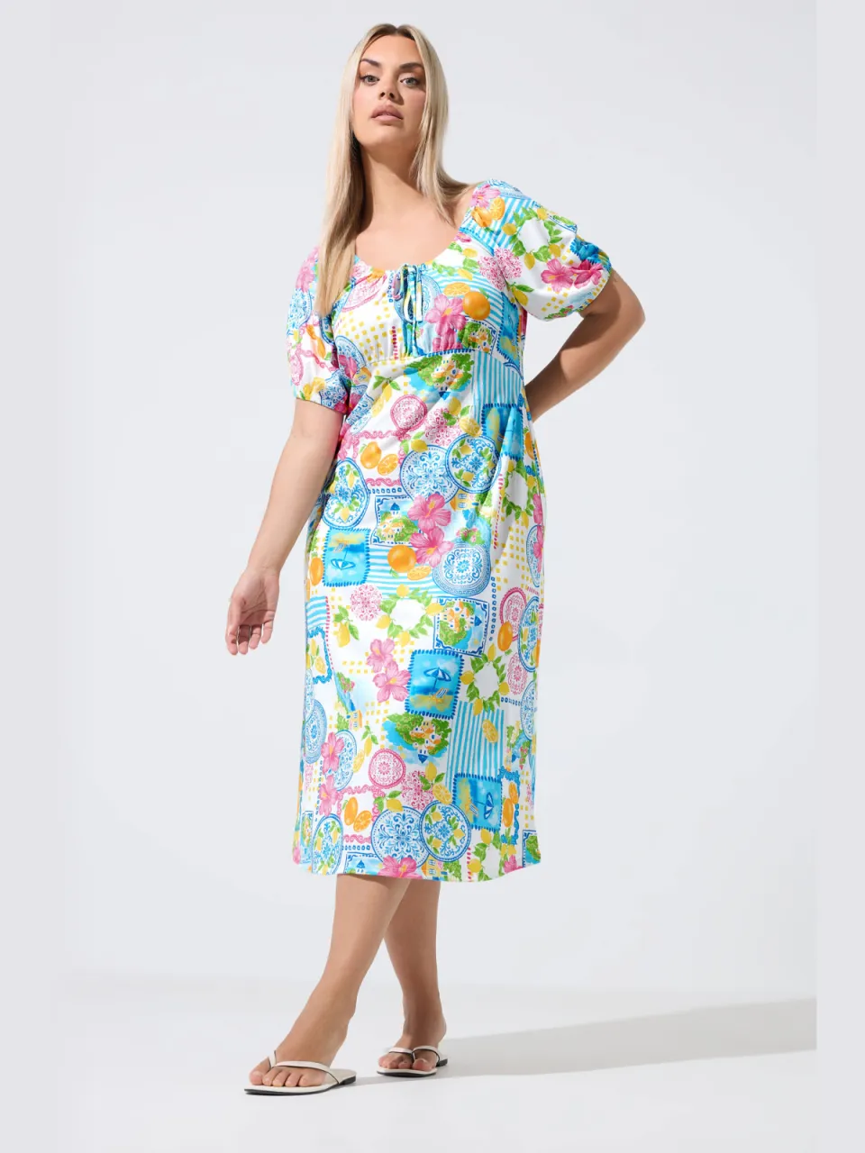 Limited Collection Witte Jurk Met Postcardprint, foto 2