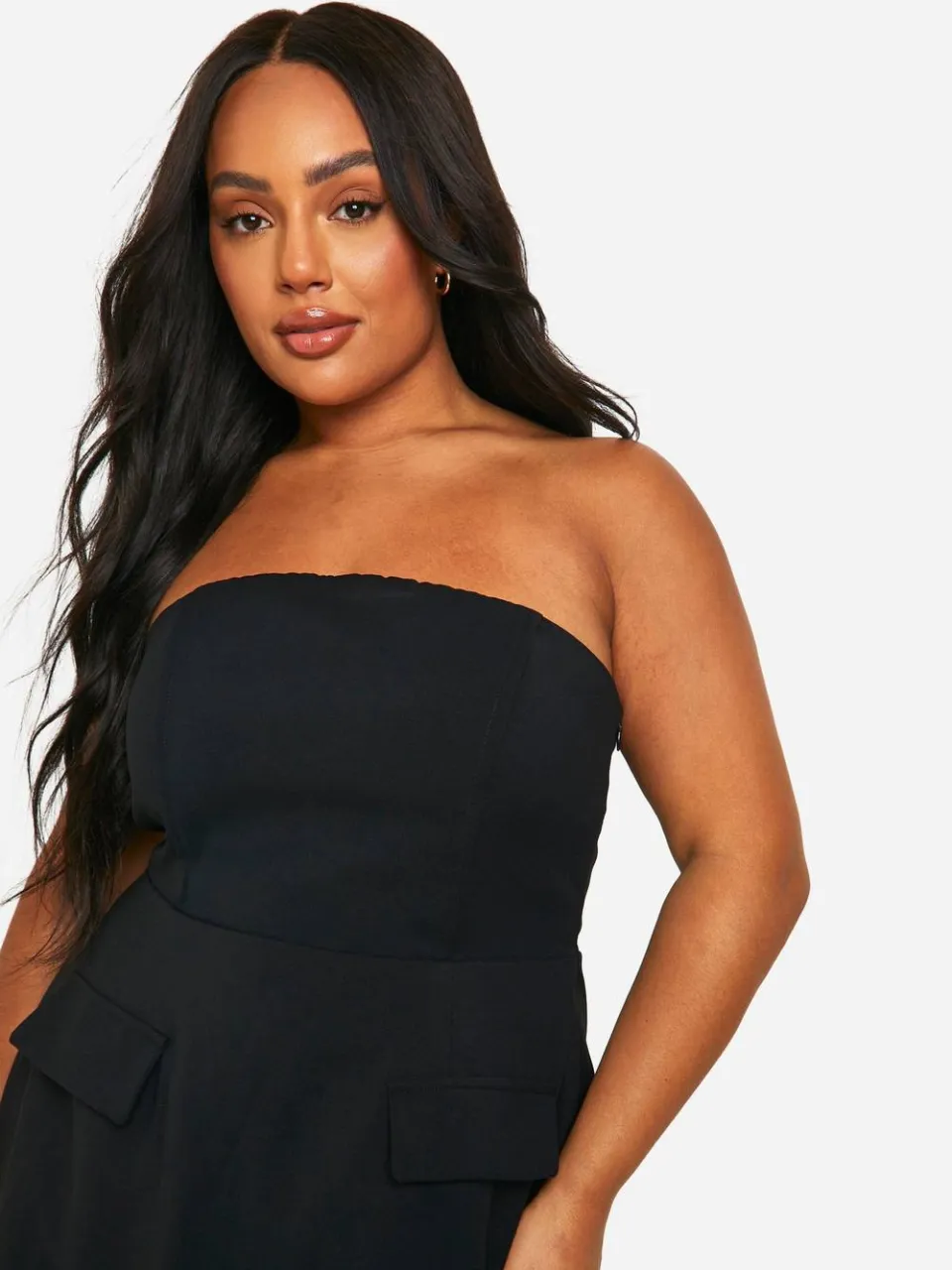 boohoo Dames Plus Gestructureerde Bandeau Mini-jurk zwart, foto 4