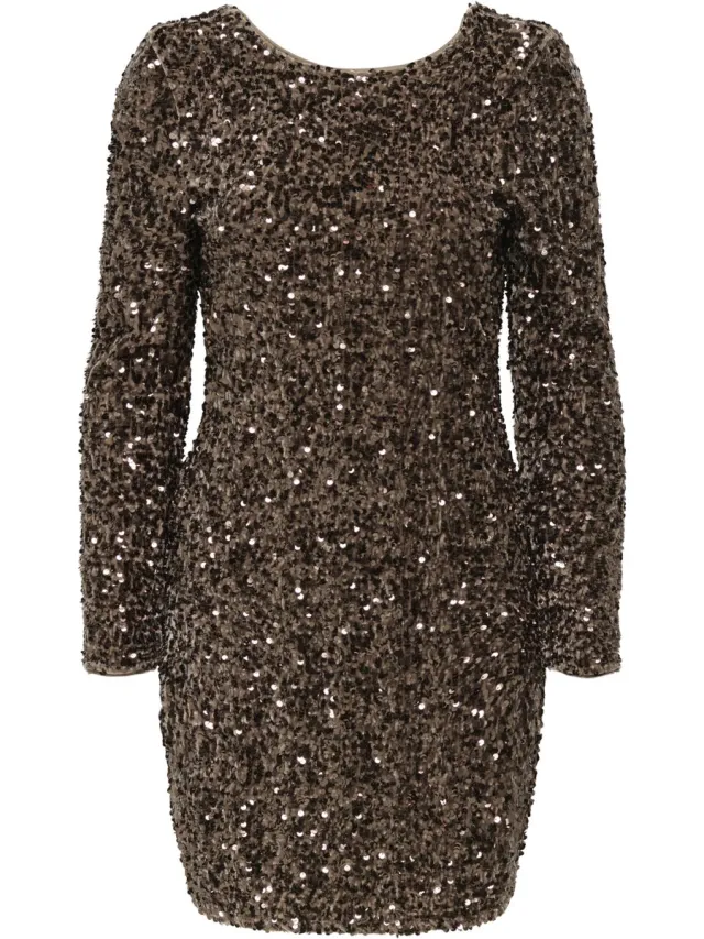 Only ONLCONFIDENCE L/S DEEP SEQUINS DRESSJRS. - Dames - Mini jurken Mountain Trail;Mountain Trail Sequins