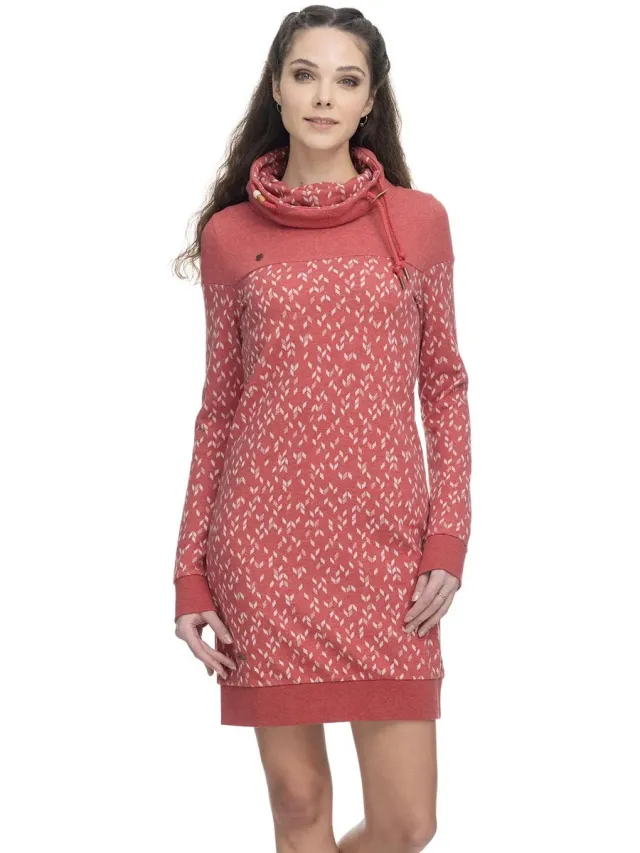 Dames jurk met hoge kraag Ragwear Chloe rood