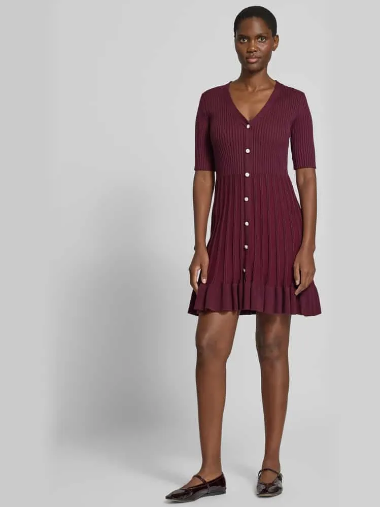 Apricot Knie-lange tricotjurk met viscose-anteil Bordeaux