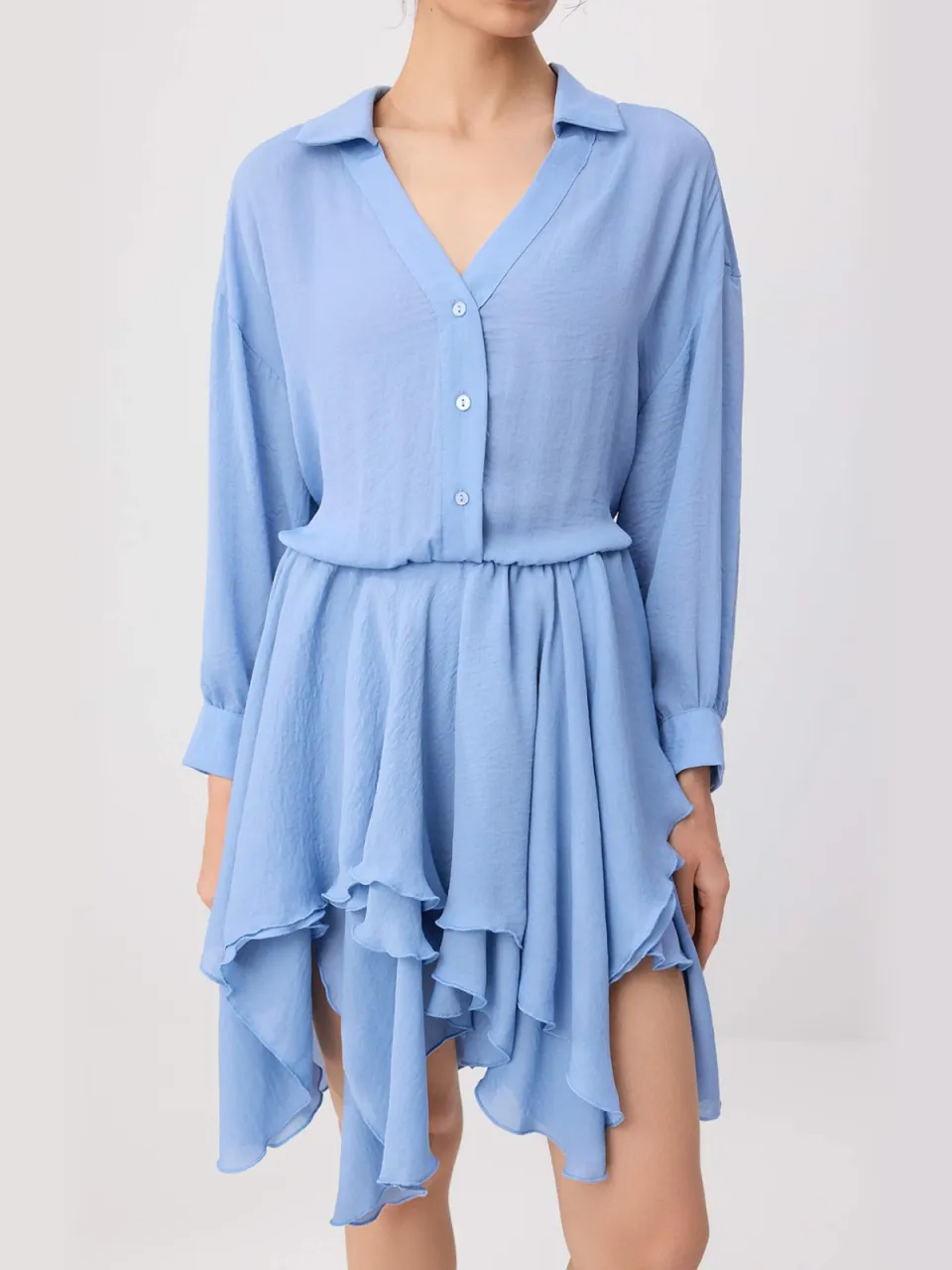 Trendyol TRENDYOLMİLLA Dames Blauw Effen Kort / Mini Lang Casual Skater Jurken, foto 2