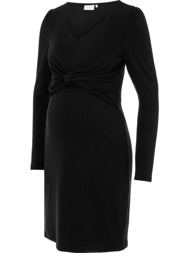 Mamalicious MAMA.LICIOUS MLMACY L/S JERSEY ABK DRESS 2F A. NOOS Dames Jurk Zwart