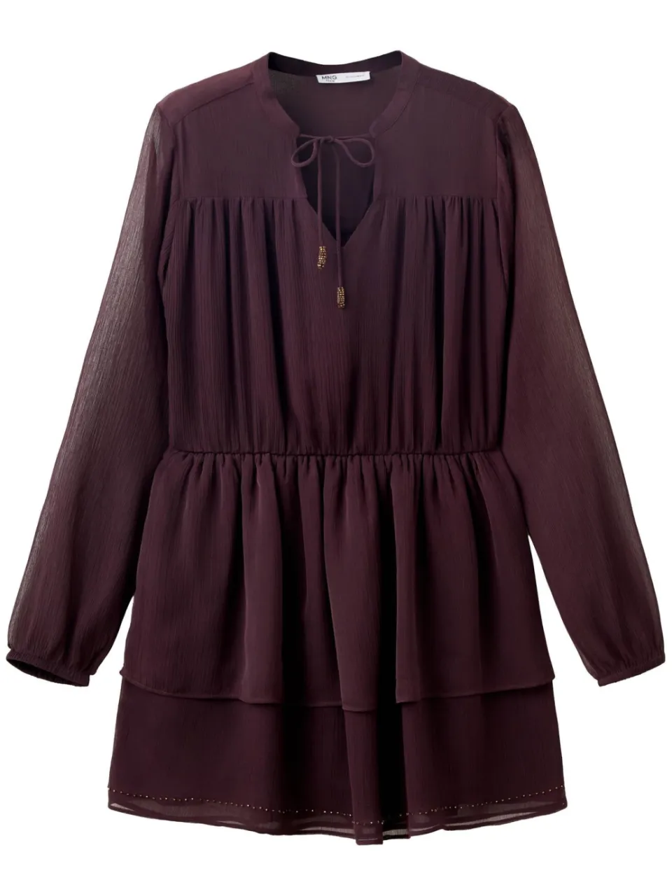 Mango TEEN midi blousejurk met borduursels - paars, foto 2