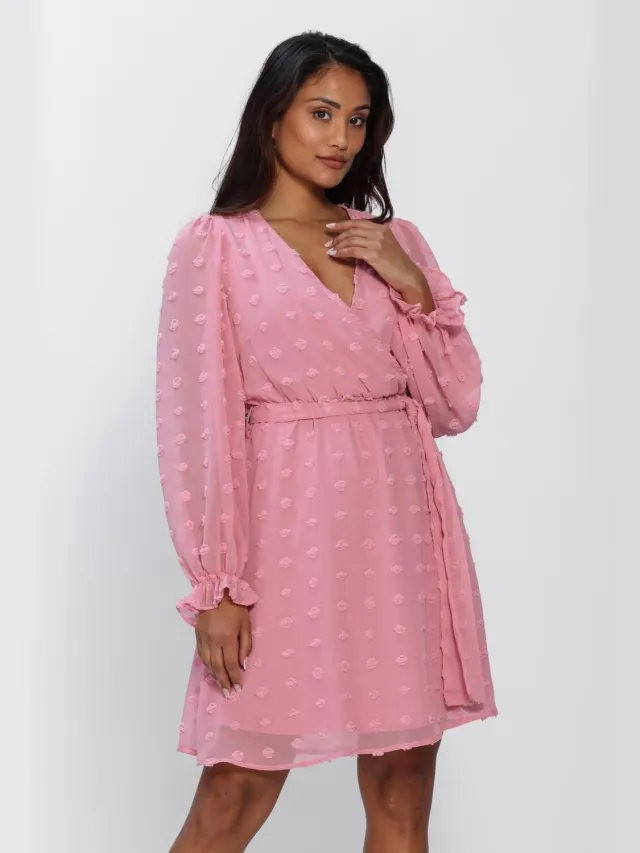 Y.A.S. YAS Dames Jurken Yasdottie Ls Wrap Dress - Roze