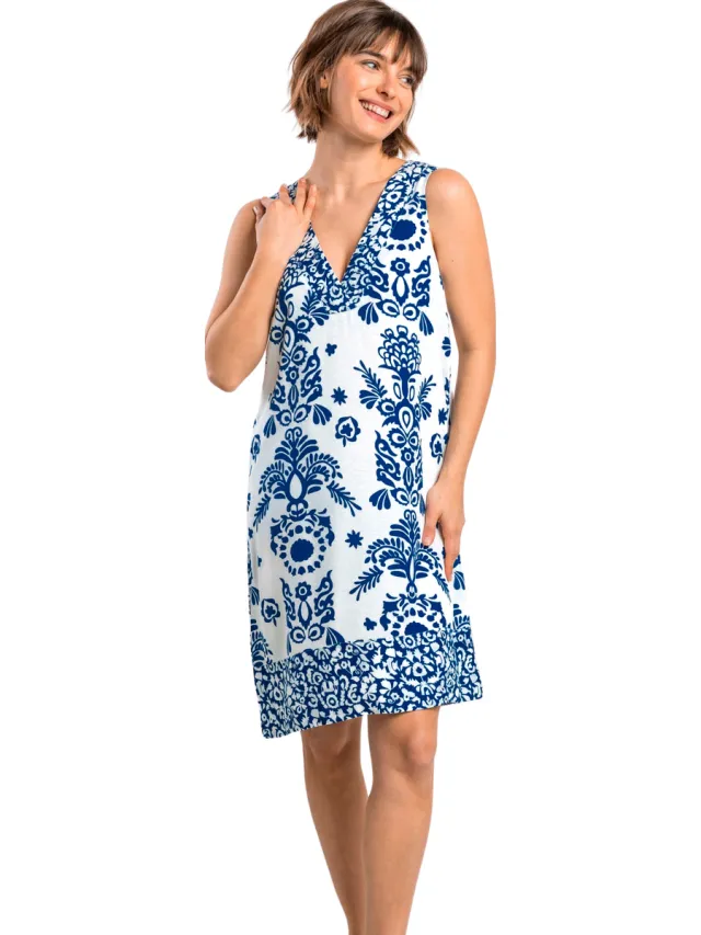 Admas Jurk Admas Mouwloze zomerjurk Ceramic Blauw