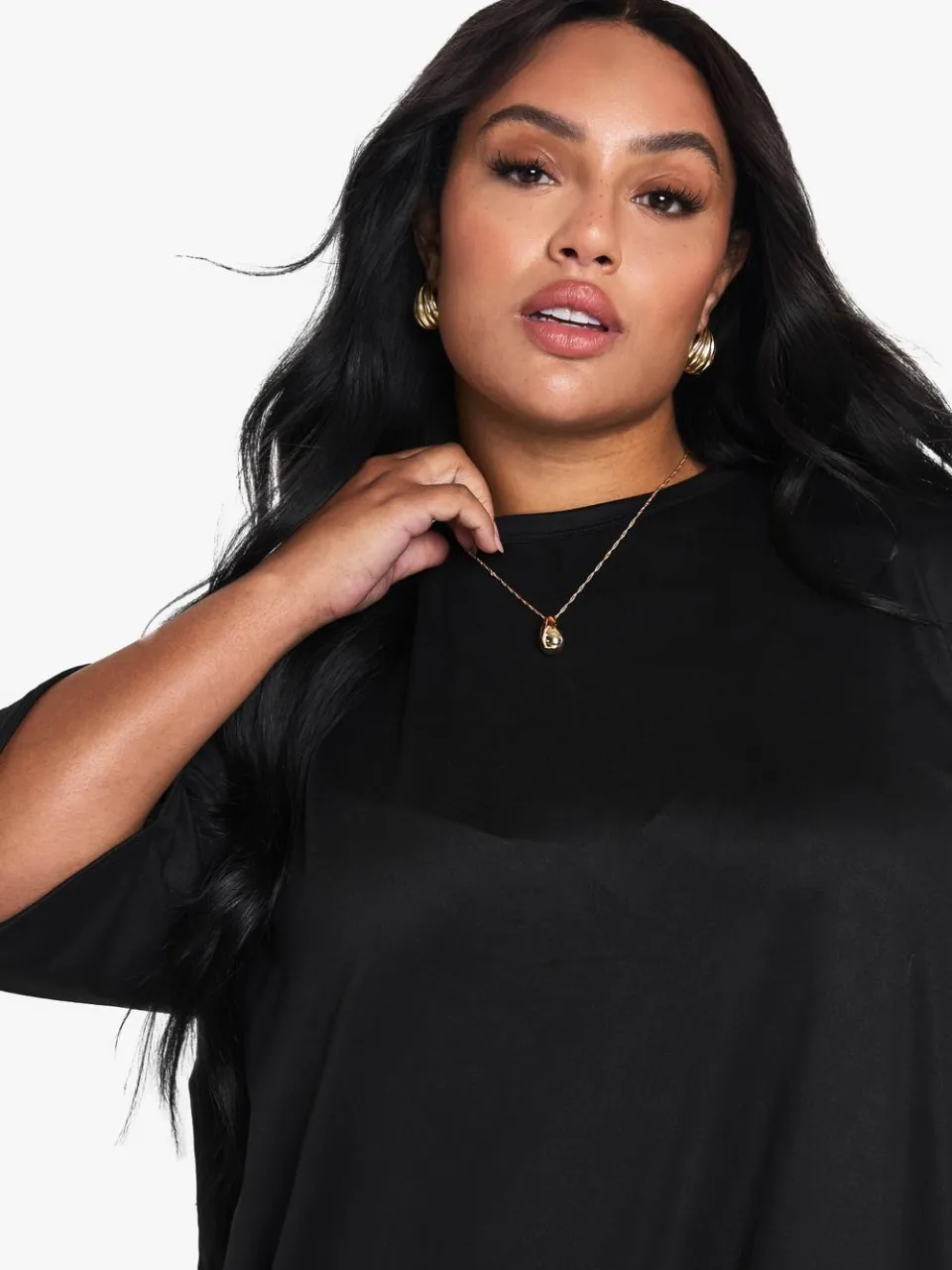 boohoo Dames PLUS T-SHIRT MINijURK zwart, foto 5