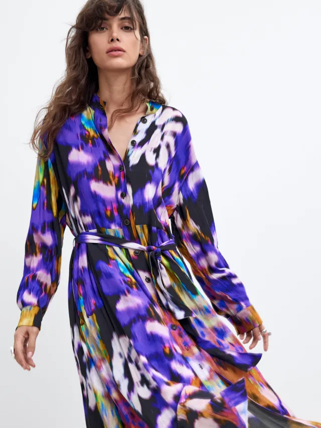 Desigual blousejurk met ceintuur en print - meerkleurig Multi
