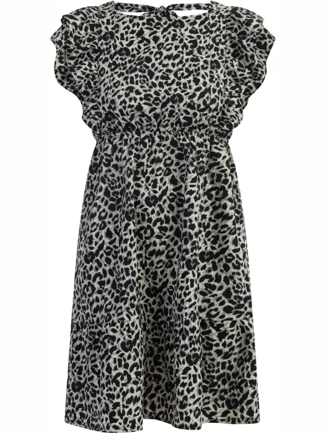 Faina Midi-jurk met luipaardprint Grijze Leeuw