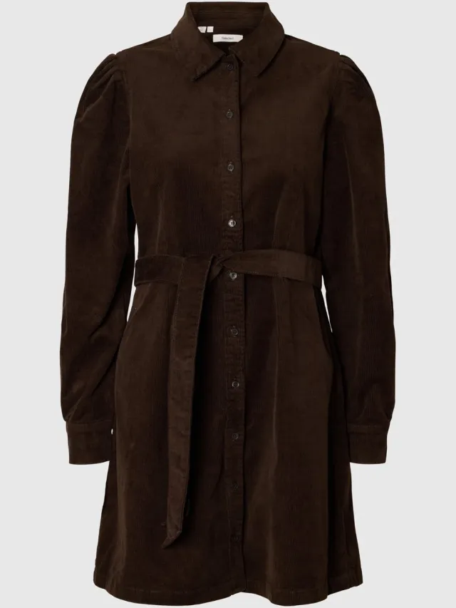 Selected midi-jurk Katoen corduroy Delicioso1