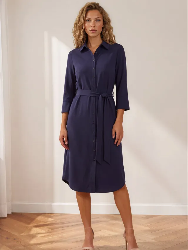 Mi Piace Travel Jurk Uni Dark Blue 2092 - Maat : Blauw