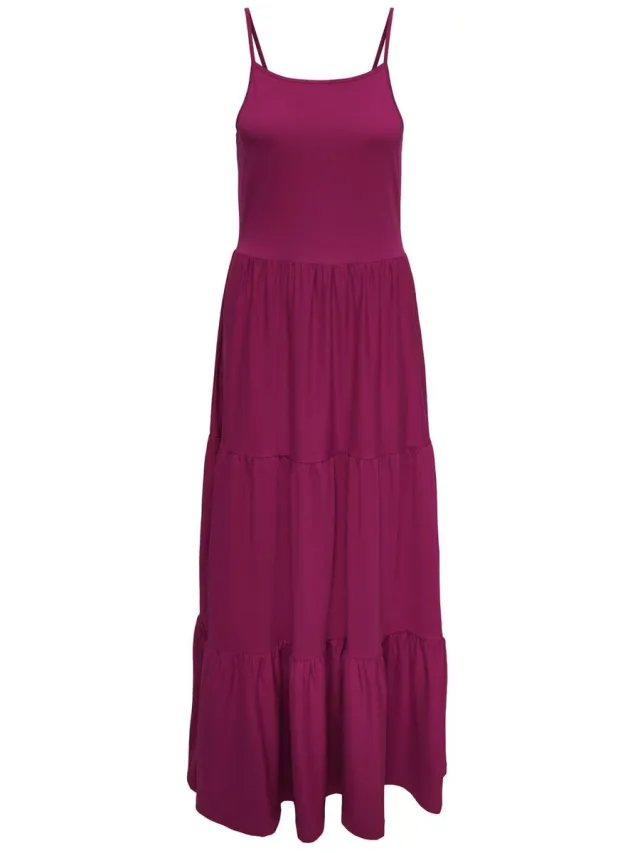 Only ONLBLOOM S/L MAXI STRAP DRESS JRS Dames Jurk Sangria