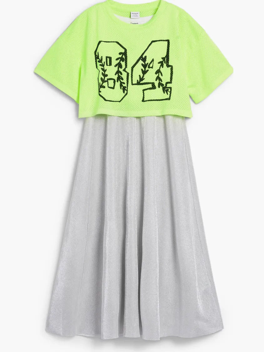 Desigual maxi jurk limegroen limegroen/zilver, foto 2